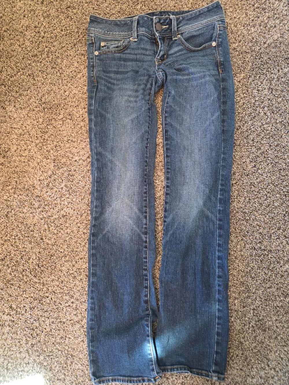 American Eagle Slim Boot Jeans Womens 0 Low Rise Stretch Denim